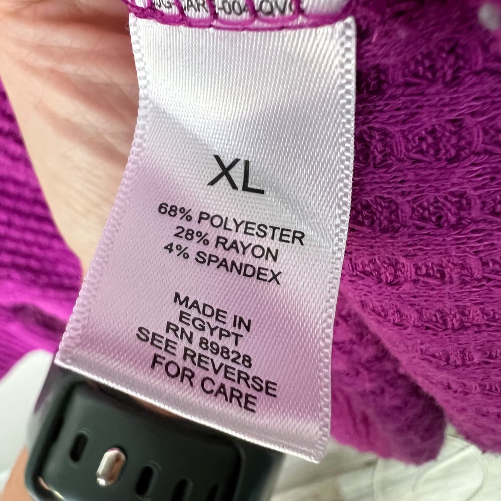 LOGO Lounge Lori Goldstein Wanda Waffle Knit Tunic Top Magenta Purple Womens XL - Picture 6 of 8